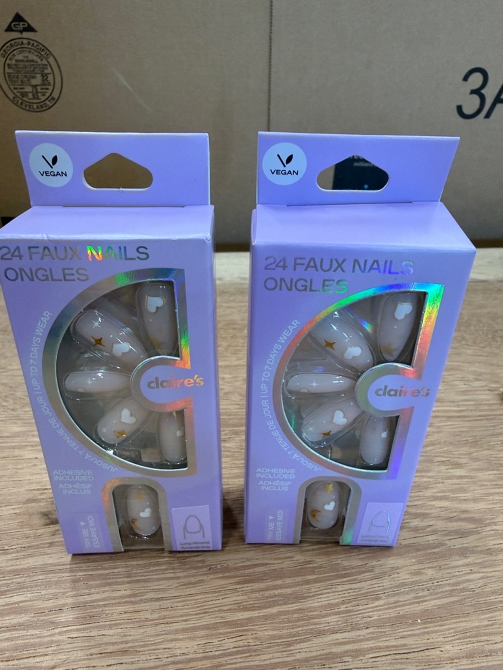 Claire's Lavender Press-On Nail Set with Heart‎ & Star Accents